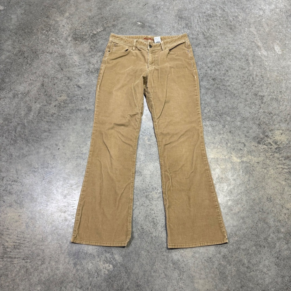 Eddie Bauer Pants Women 8 Tan Corduroy Bootcut Flare Stretch Mid Rise Casual